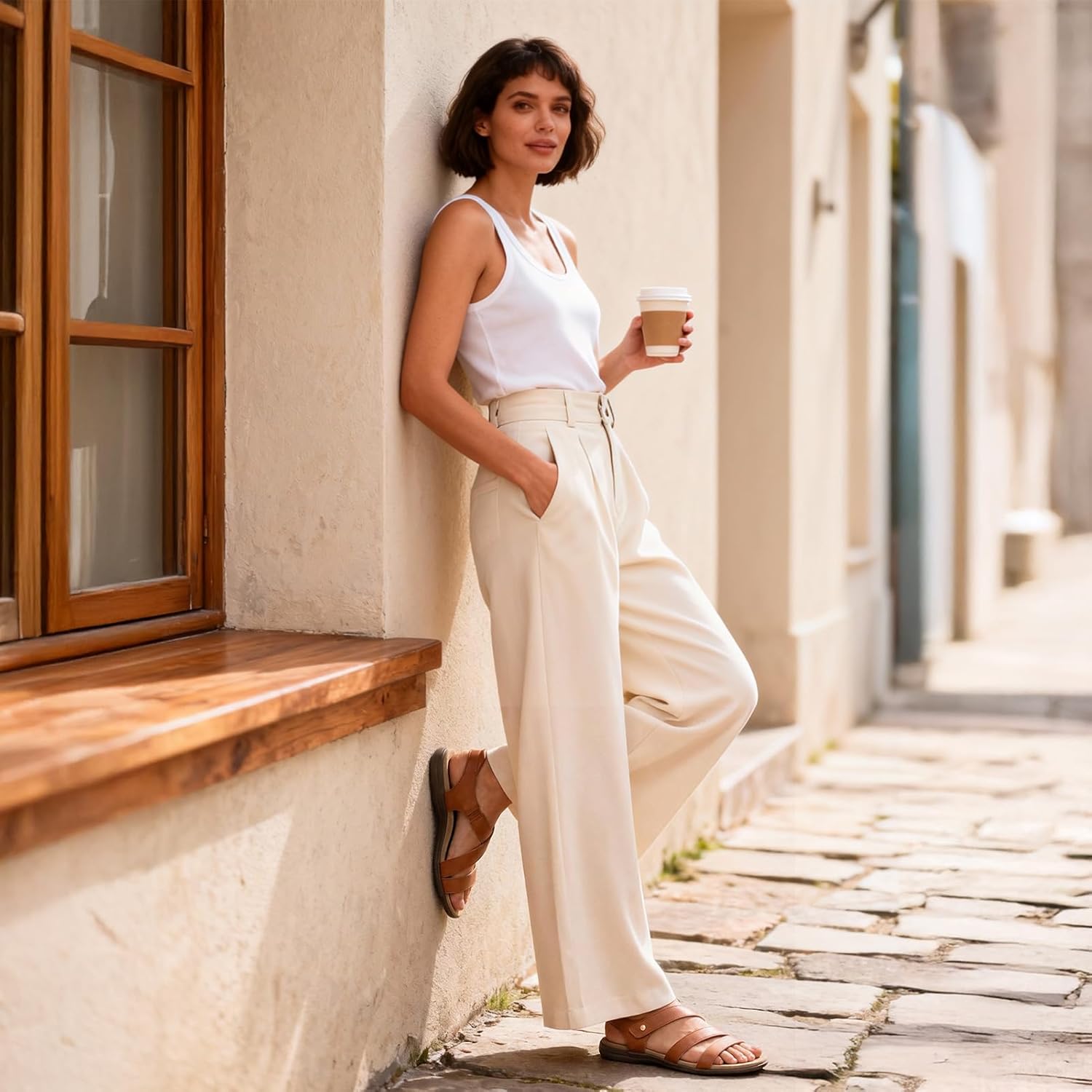 Rihero Orthopedic Arch Support Sandals for Women Comfortable Walking Casual Adjustable Orthotic Flat Sandals - Image 2