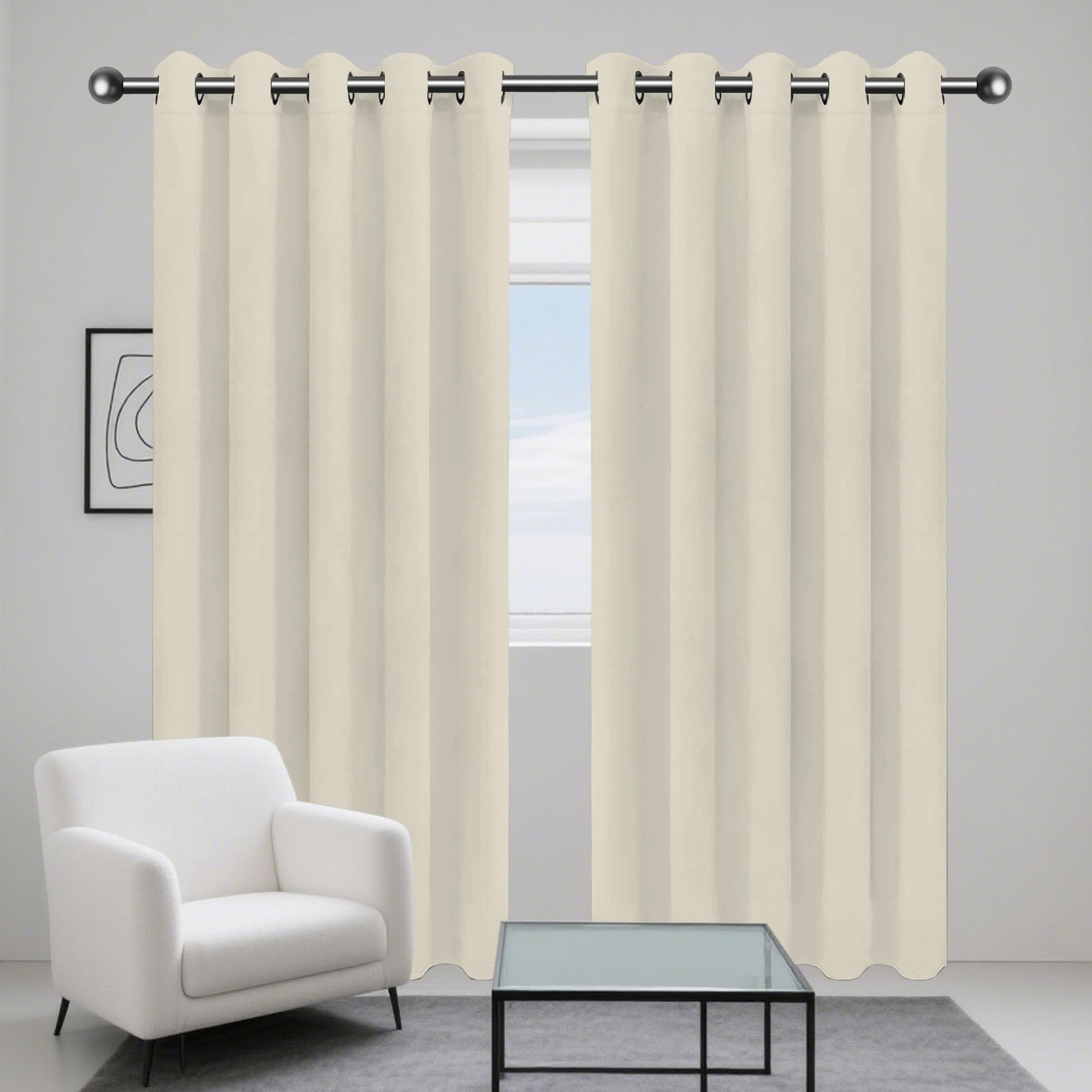 Rideaux isolants et occultants thermiques contre le froid en tissu beige