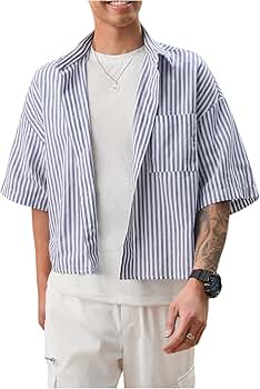 ジャケット・アウター GOD ONLY KNOWS CROPPED STRIPED SHIRT 71RM0Aqn7dL._AC_AC_SY350_QL65_.jpg