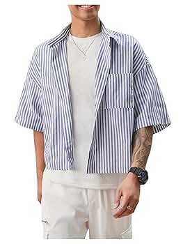 ジャケット・アウター GOD ONLY KNOWS CROPPED STRIPED SHIRT 71RM0Aqn7dL._SY350_QL65_.jpg
