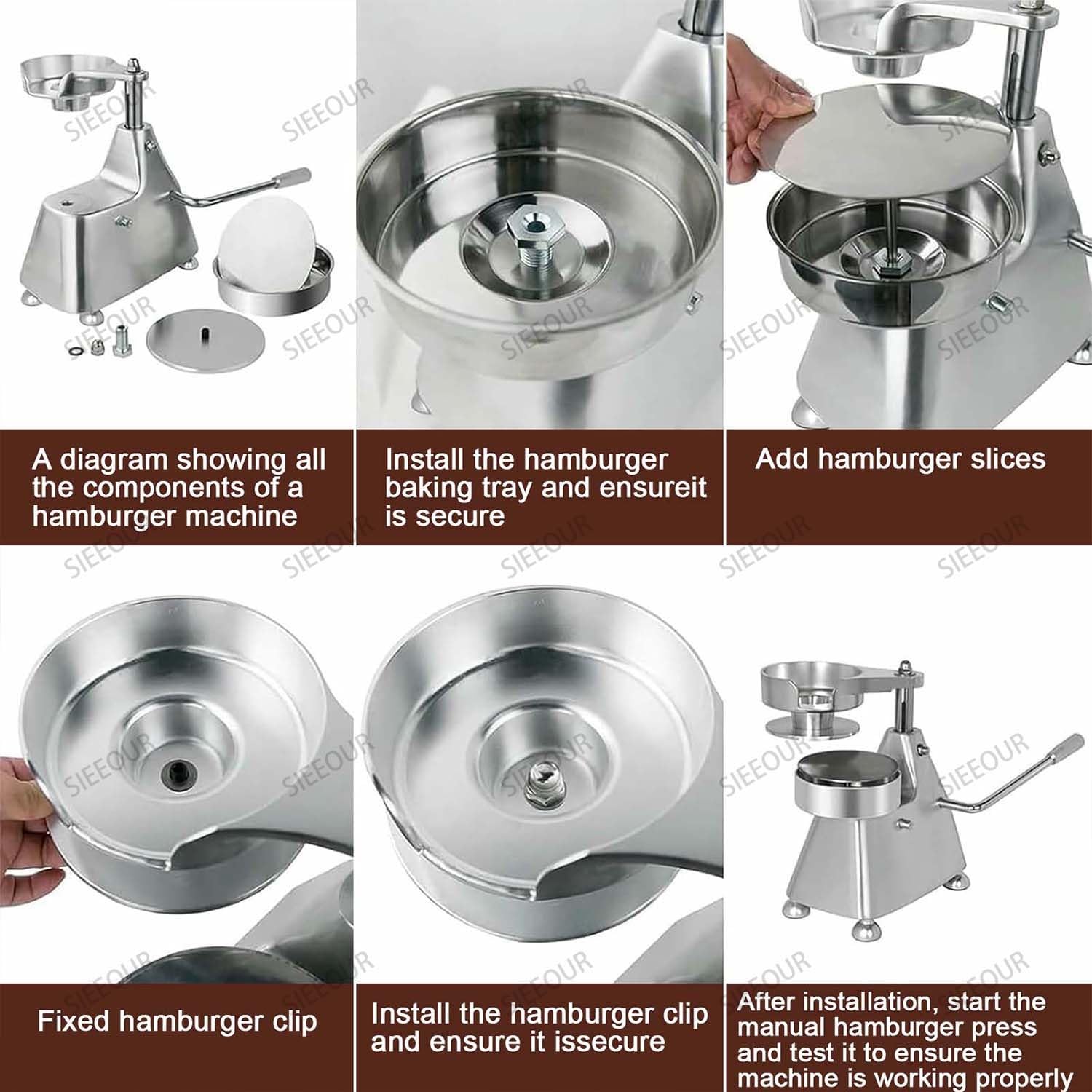 Kommerzieller Burger Patty Maker mit Reset-Taste und Wachspapier, Edelstahl für Restaurants, BBQ, und Heimgebrauch