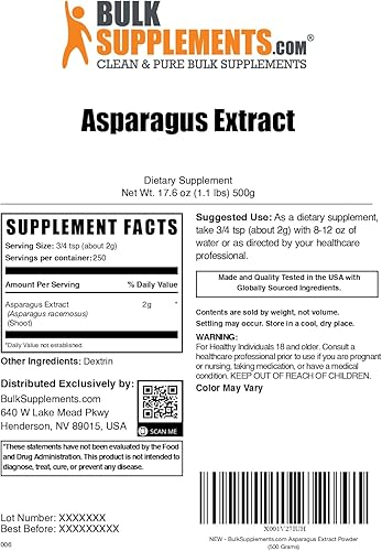 Miniatura 6 de BulkSupplements. Com Polvo de extracto de espárragos, suplemento de espárragos, polvo Shatavari, sin gluten, 0.07 oz por porción, 2.2 lbs (2.2