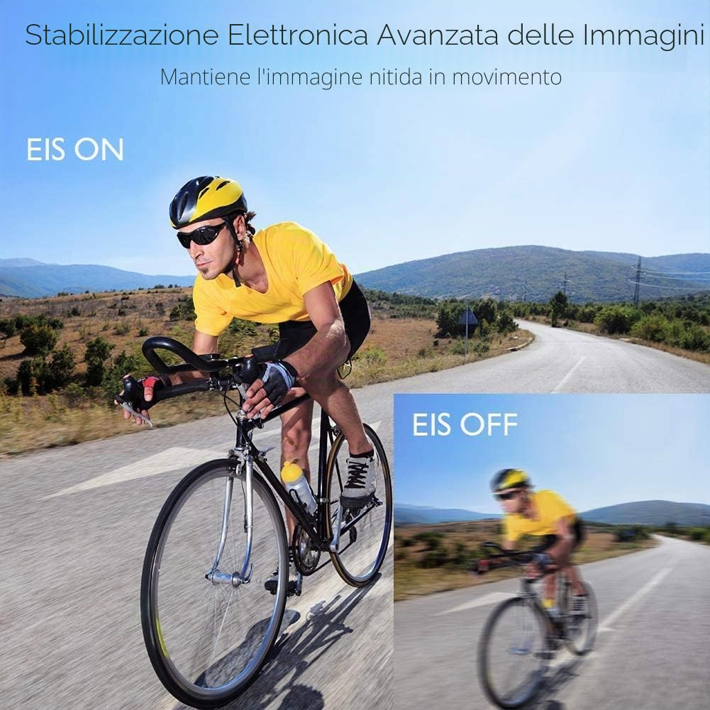 AKASO Action Cam 4K 20MP Action Camera WiFi 40M Fotocamera Subacquea Impermeabile EIS Touch Screen con 8x Zoom Controllo Vocale Telecomando Fotocamera Casco con 2 Batterie da 1350mAh