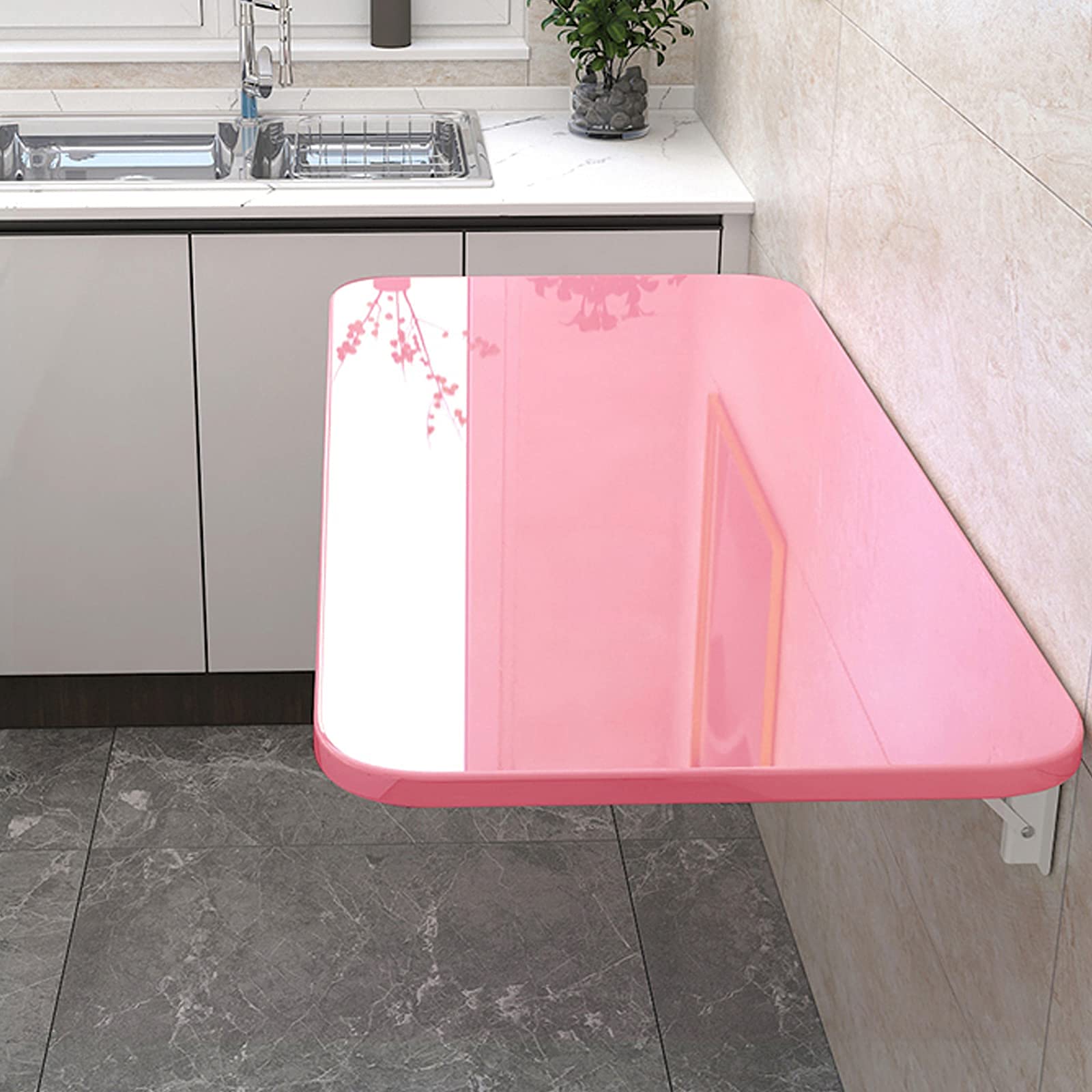 Table murale pliante haut de gamme à abattant durable rose pour intérieur moderne