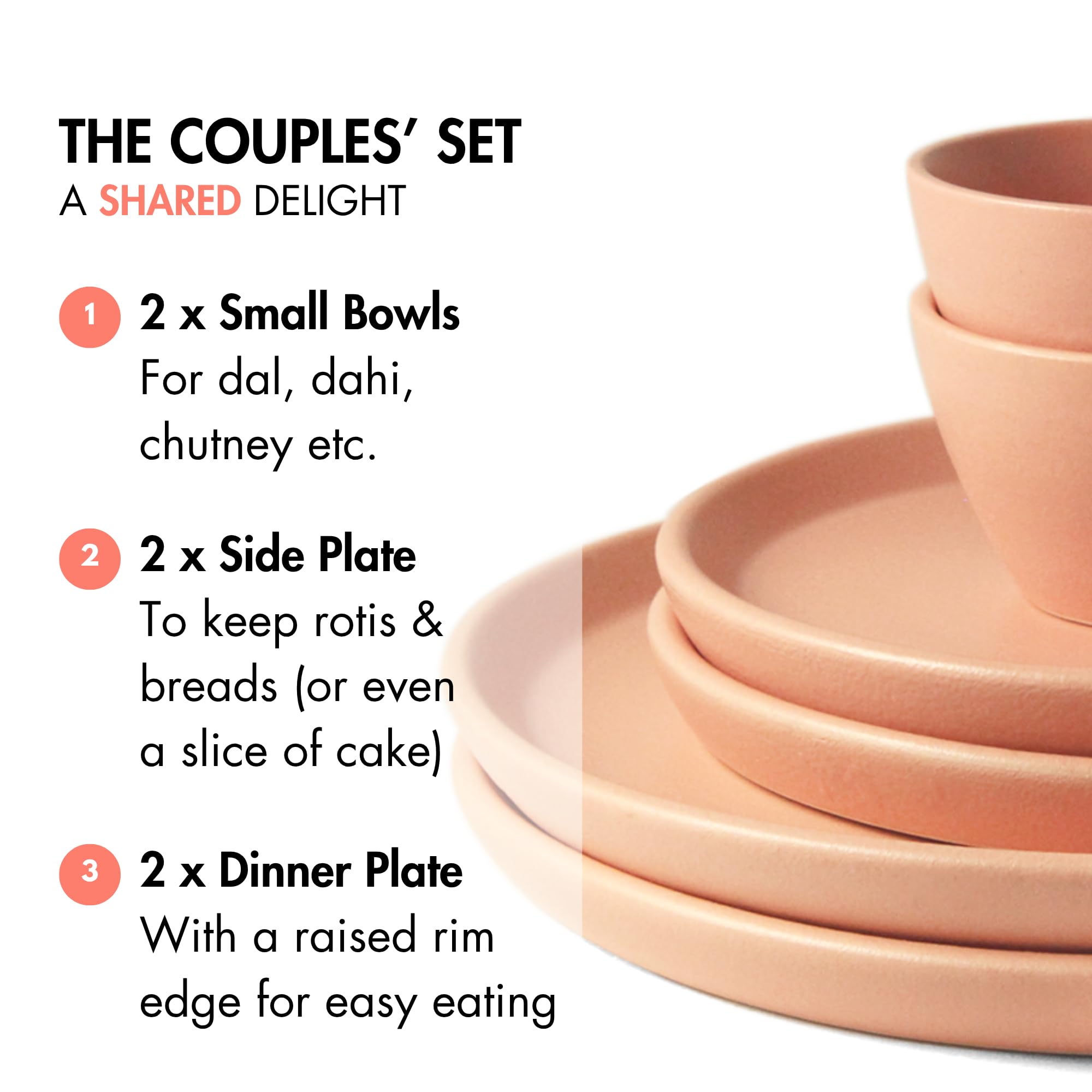 Flamingo Pink Dinner Set for Couples - 6 Piece Ceramic Set -3