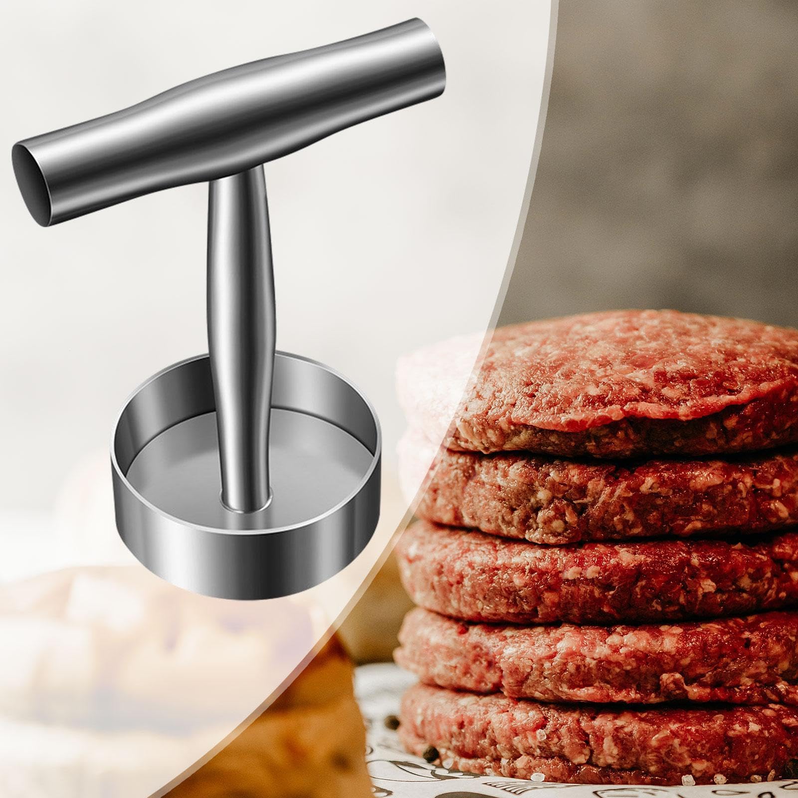 Gralara Presse à hamburgers, diamètre 9cm, ronde, pour sandwichs, hamburgers, galettes, pour barbecue, Steak, Hot Dog