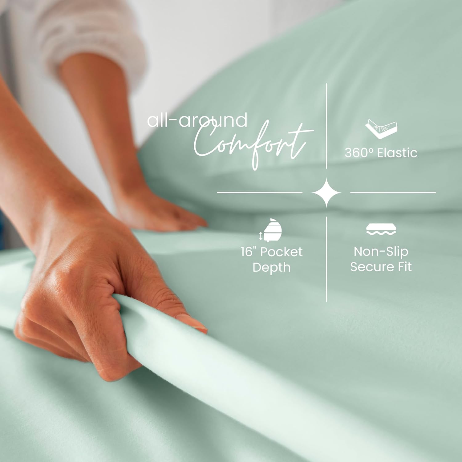Martex Restore Bed Sheet Set – Soft, Cooling, Moisture-Wicking, Breathable and Gentle on Skin – Durable Fabric Designed for Everyday Comfort and Better Sleep – Queen Size Bedding – Sage