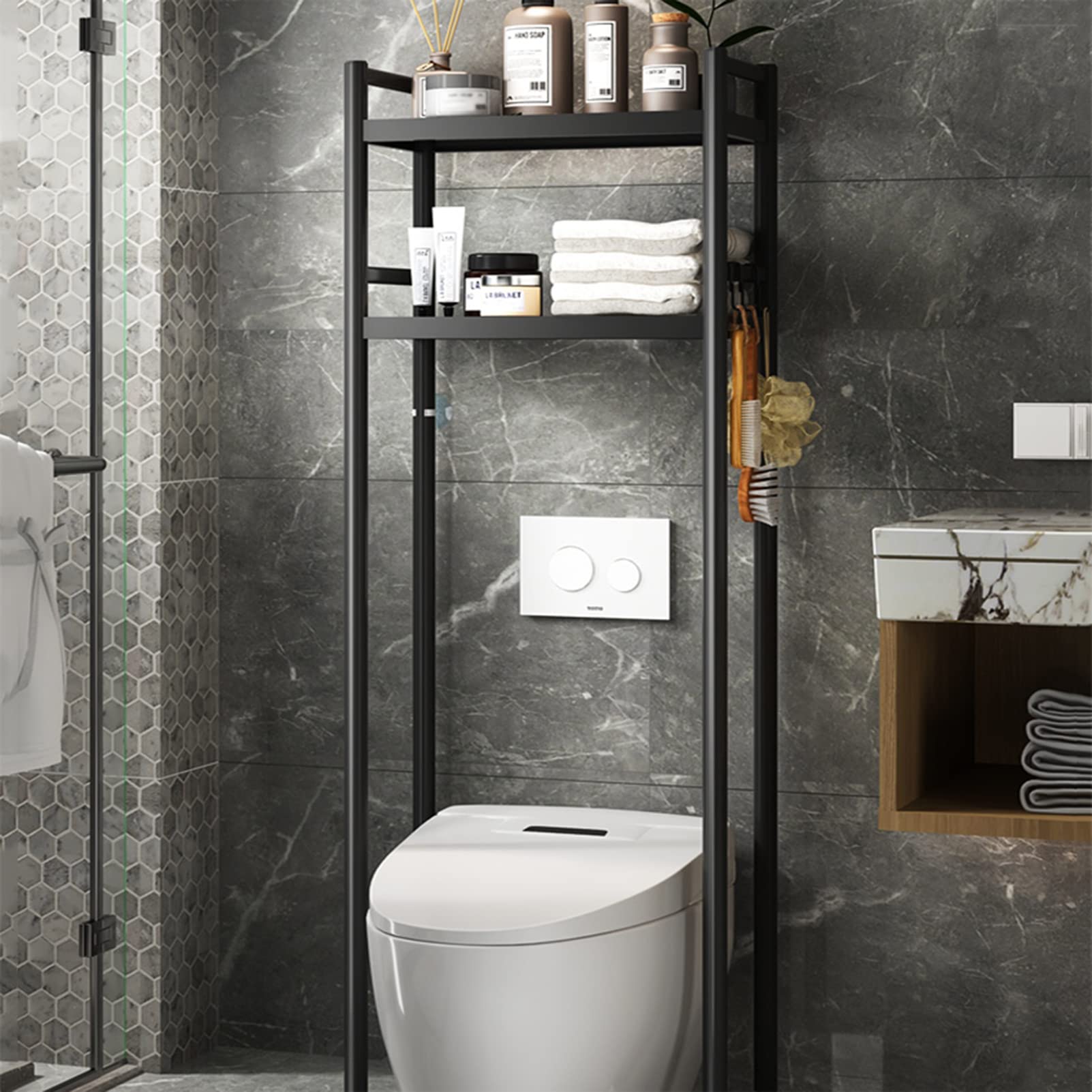 Amazon｜床置きトイレラック、ステンレス製アッパーコーナーラック収納