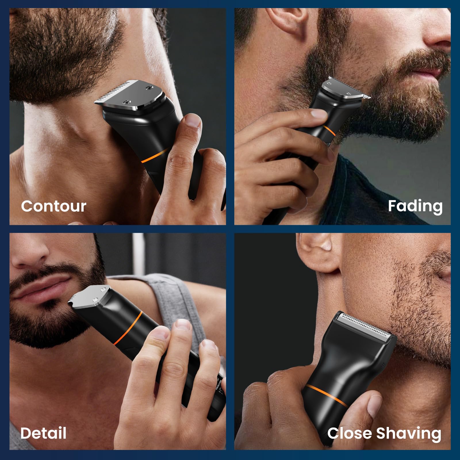 MAXGROOM Regolabarba elettrico da uomo, kit tutto in uno impermeabile con rasoio per peli del naso e rasoio senza fili regolabile a 2 velocità per baffi e peli del viso