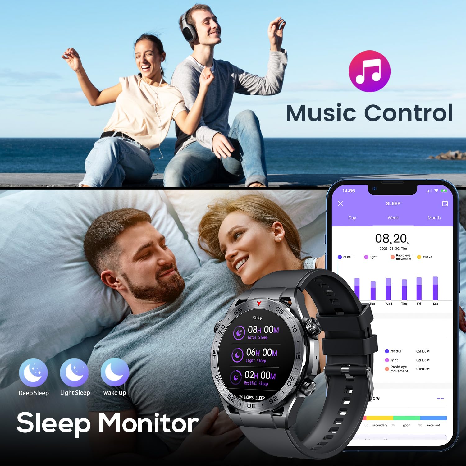 Smartwatch Uomo con Effettuao Risposta Chiamate: 1.43" HD Orologio Digitale Bluetooth con 120+ Modalità Sport Fitness Tracker con Whatsapp SpO2 Sonno IP67 Impermeabile Smart Watch per Android iOS