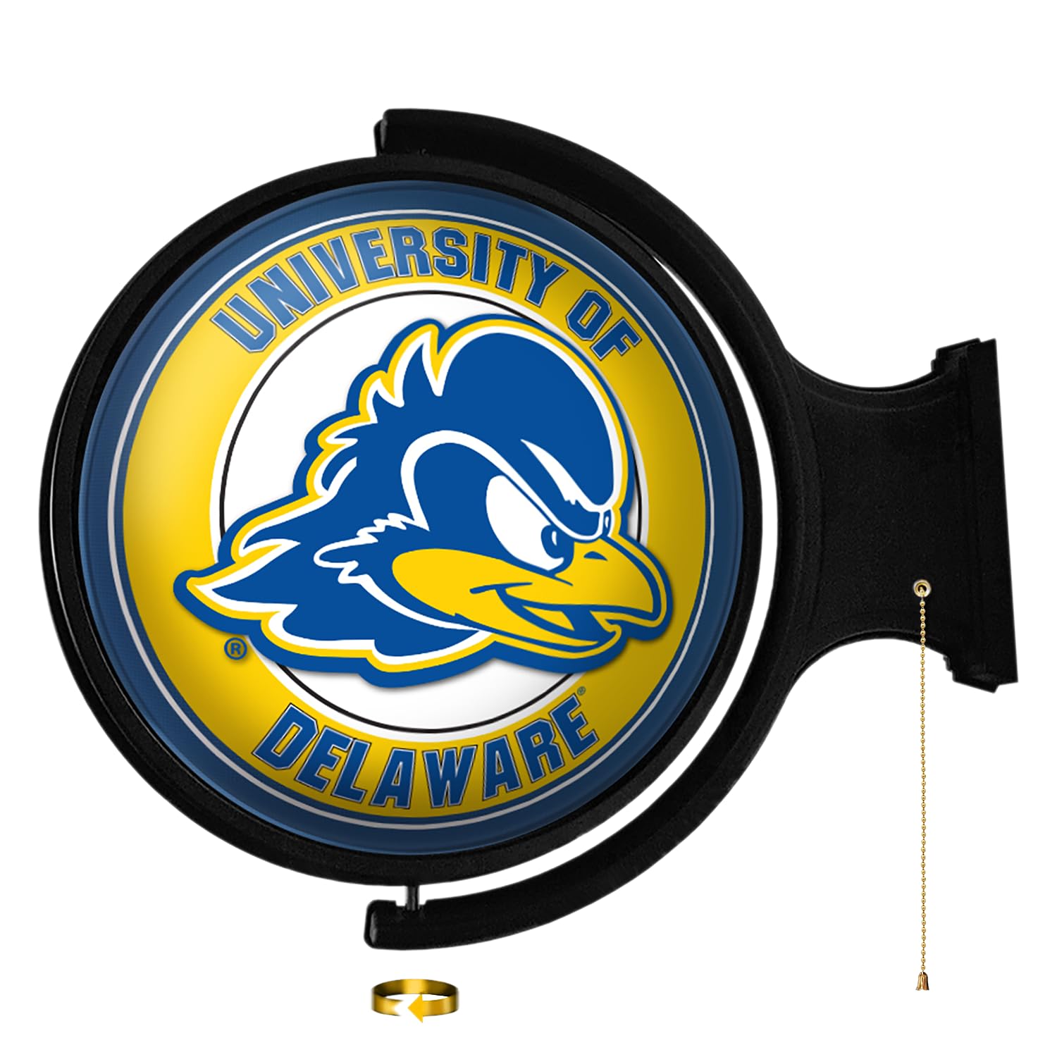 Delaware Blue Hens: Round Rotating Lighted Wall Sign - College Decor for Home, Game Room, Fan Cave & Garage - USA Made