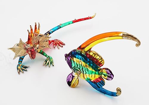 Miniatura 3 de Bandera de vidrio soplado a mano de color artístico Peces VS lagarto Animales en miniatura Pequeñas figuras coleccionables decorativas y regalos