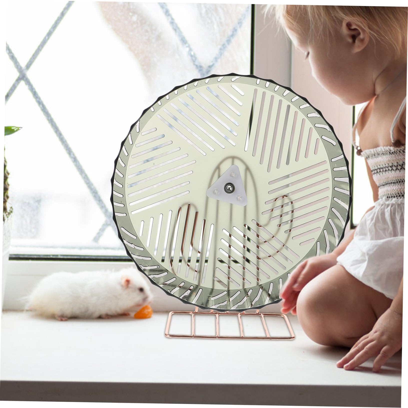 Rueda Silenciosa para Hámster y Ratas Soporte Estable Verde, Tamaño Grande, Adecuado para Ejercicio Nocturno y Desarrollo Muscular de Mascotas Pequeñas
