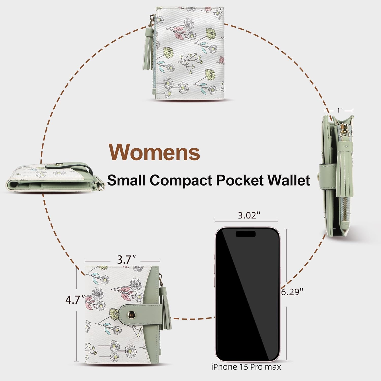 Small Wallet for Women RFID Blocking Tassle Bifold Slim Thin Leather Wallet Credit Card Holder Wallet Ladies Mini Wallet with Widened Zipper Pocket - Image 4