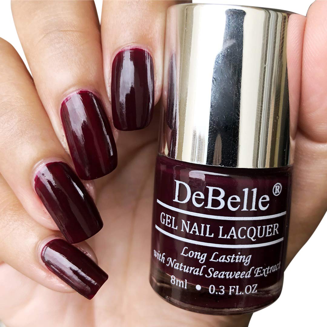 Gel Satin Finish Nail Polish Glamorous Garnet (Dark Maroon), 8 Ml - Enriched With Natural Seaweed Extract, Cruelty Free, Toxic Free