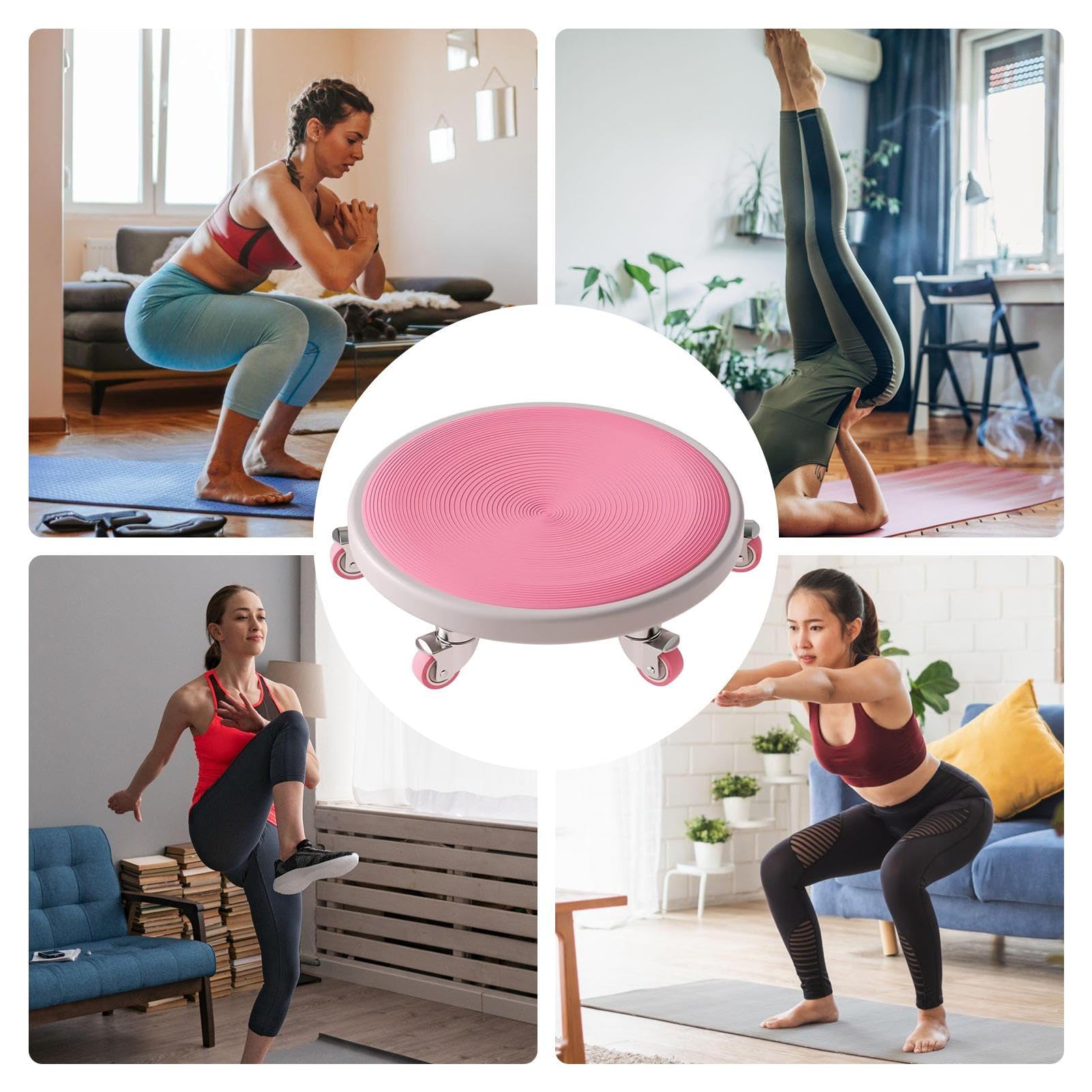 Rueda abdominal de placa, rodillo de entrenamiento abdominal con 6 ruedas, entrenador deportivo profesional con alfombrilla de rodillas, equipo de fitness de bajo ruido para ejercicio en casa Raxove