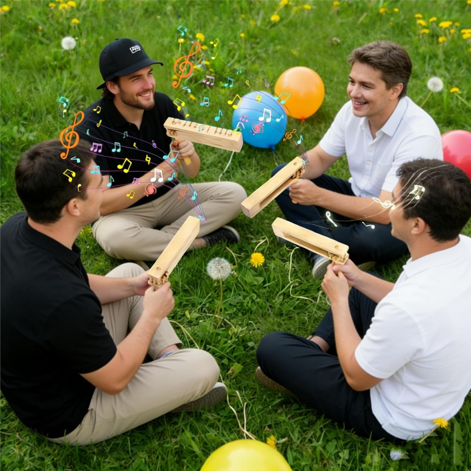 4 Pack Wooden Ratchet Noise Maker, Spinning Rattle Ratchet Instrument, Traditional Mexican Matraca Enquipment for Graduation, Parties, Football Events, Party Favors, Sporting Events