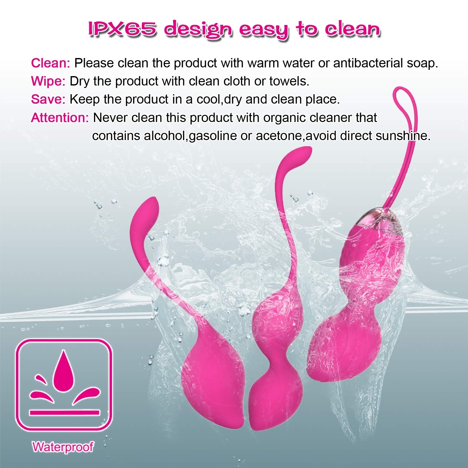 Boules de Geisha - 3 Kegel Balls en Silicone Médicale pour Exercices de Plancher Pelvien Ensemble - D'Entraînement Pour Renforcer & Tonifier Les Muscles Pelviens (Rose)