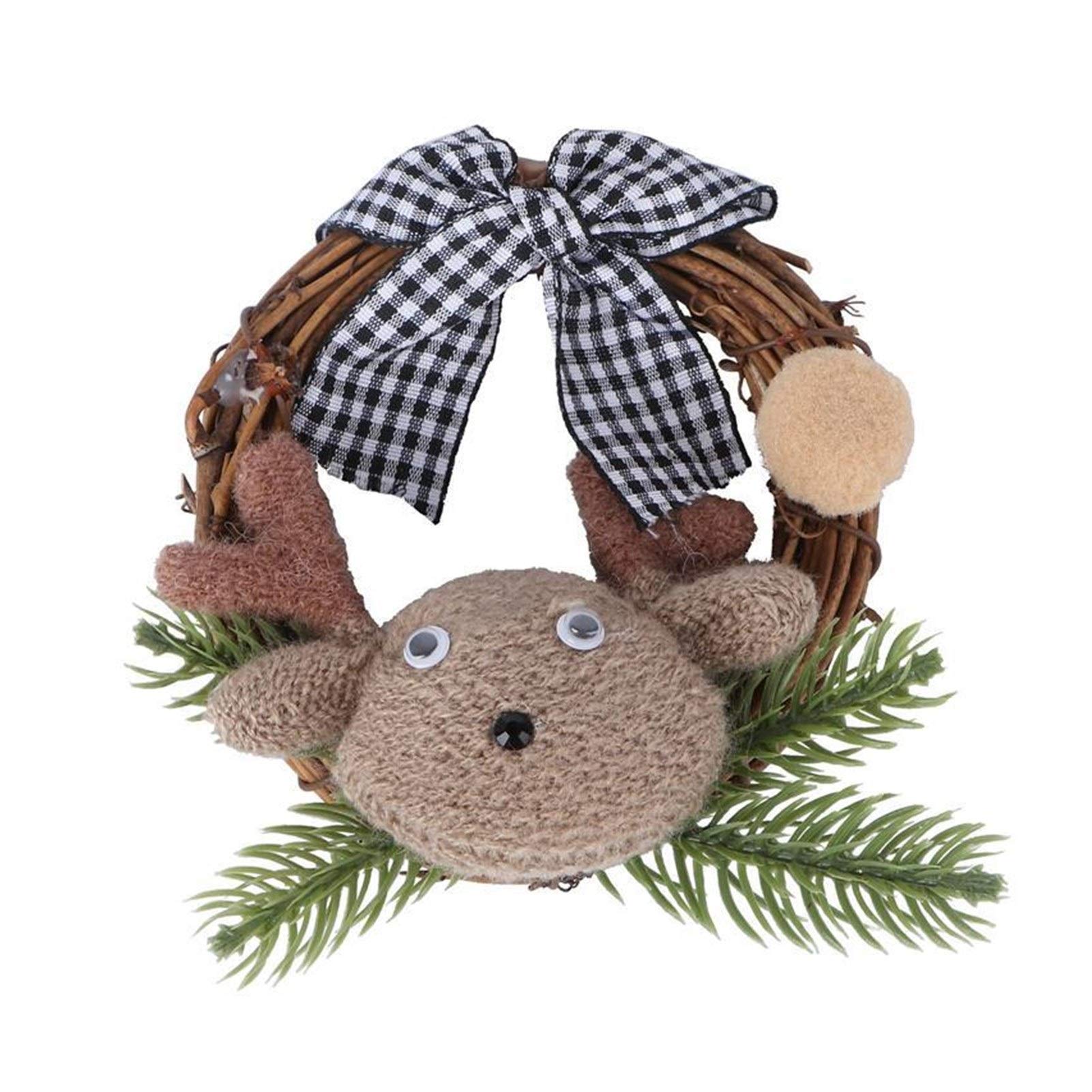 Sztuczny wianek dekoracyjny świąteczny girlanda Mini rattanowy wianek wiszący wisiorek świąteczny impreza świąteczna DIY dekoracje na obchody festiwalu drzwi we(Orange)