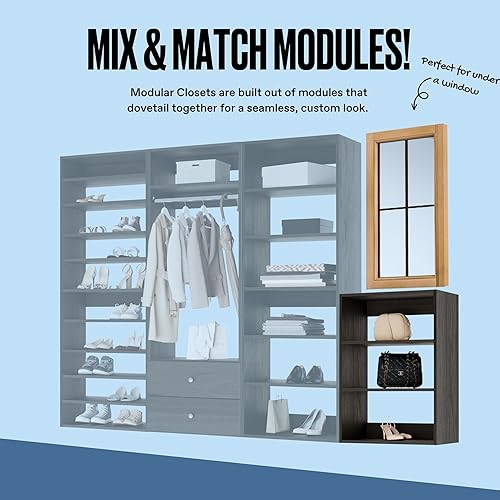 Miniatura 38 de Modular Closets Vista Collection - Unidad organizadora de armario integrada de madera con torre corta (blanco, 25.5 pulgadas de ancho)