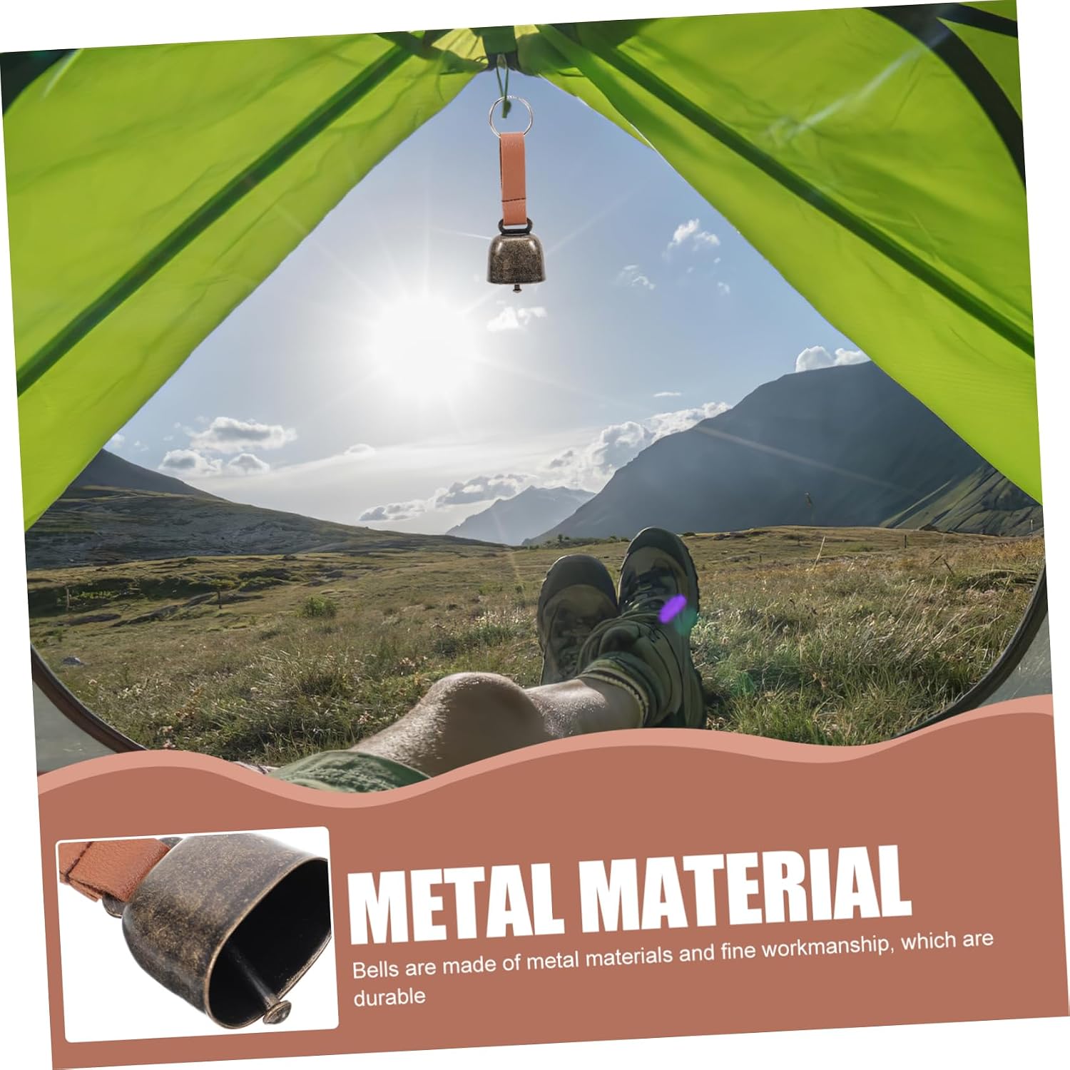 2Pcs Bear Bell Set for Hiking Camping Climbing Metal Emergency Bells Whistle Loud Sound for Outdoor Safety for Hikers and Dog Owners