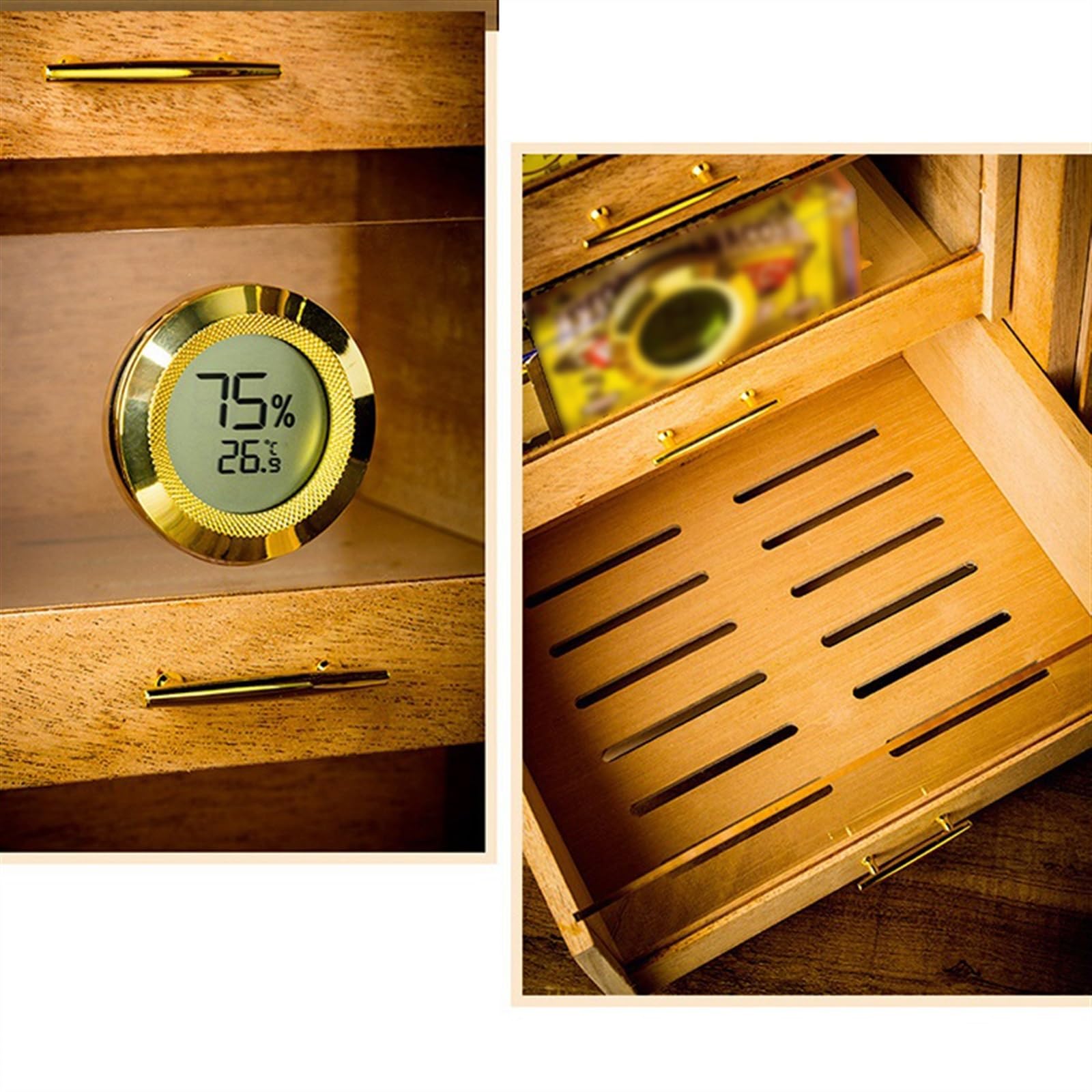 Humidor cygara Humidor trójwarstwowy przezroczysty humidor okienny wyświetlacz cygar humidor pudełko do przechowywania cygar