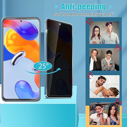 Miniatura 3 de Zeking 2+2 Paquete para Xiaomi Redmi Note 11 Pro 5G Protector de pantalla de vidrio templado de privacidad (paquete de 2) + protector de lente de