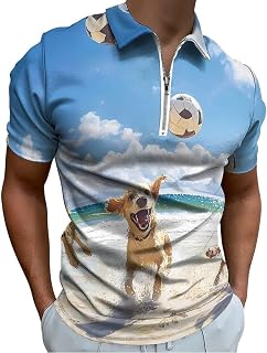 Dogs Playing Volleyball Beach Men's Polo Shirt Casual Golf Polos Shirts Short Sleeve Muscle Tees Tops