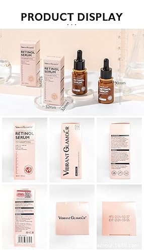 Miniatura 6 de VibrantGlamour - Juego de retinol para la cara, suero facial, suero para ojos, antienvejecimiento, antiarrugas, esencia facial, renovadora de