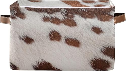 xigua Cesta de almacenamiento de medias con estampado de vaca, contenedores de almacenamiento de lona duradera con asas, cajas de almacenamiento