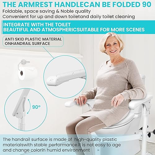 Miniatura 2 de Rieles de seguridad para inodoro para ancianos (520 libras), rieles de inodoro para ancianos, altura ajustable, marco de seguridad resistente con