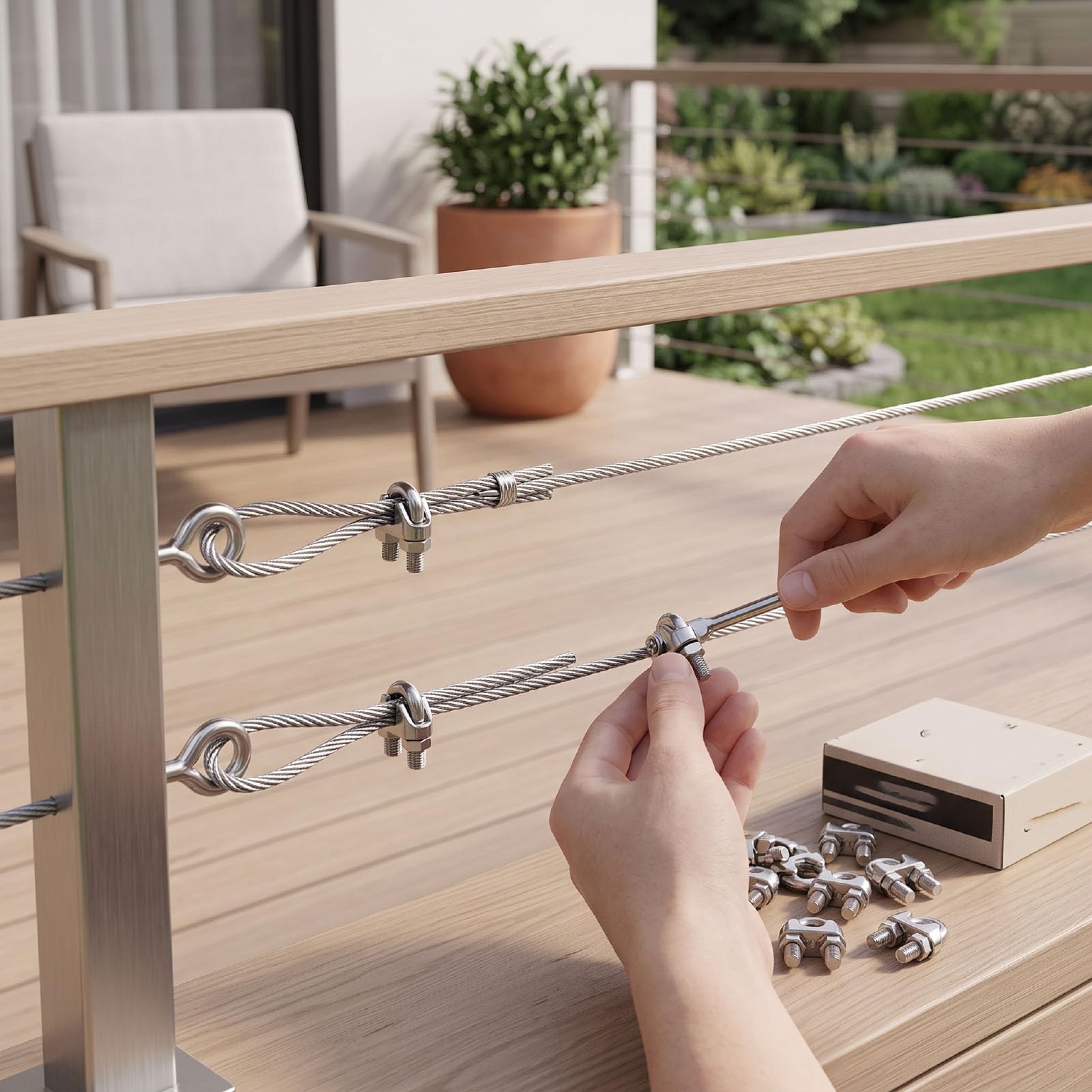 Morsetto per Cavo in Acciaio Inox 304, 20 Pezzi Fascetta a U per Cavo, per Applicazioni di Fissaggio | Con design a dado filettato per ringhiera sospesa per il fissaggio del cavo, morsetto cavo in acciaio inox