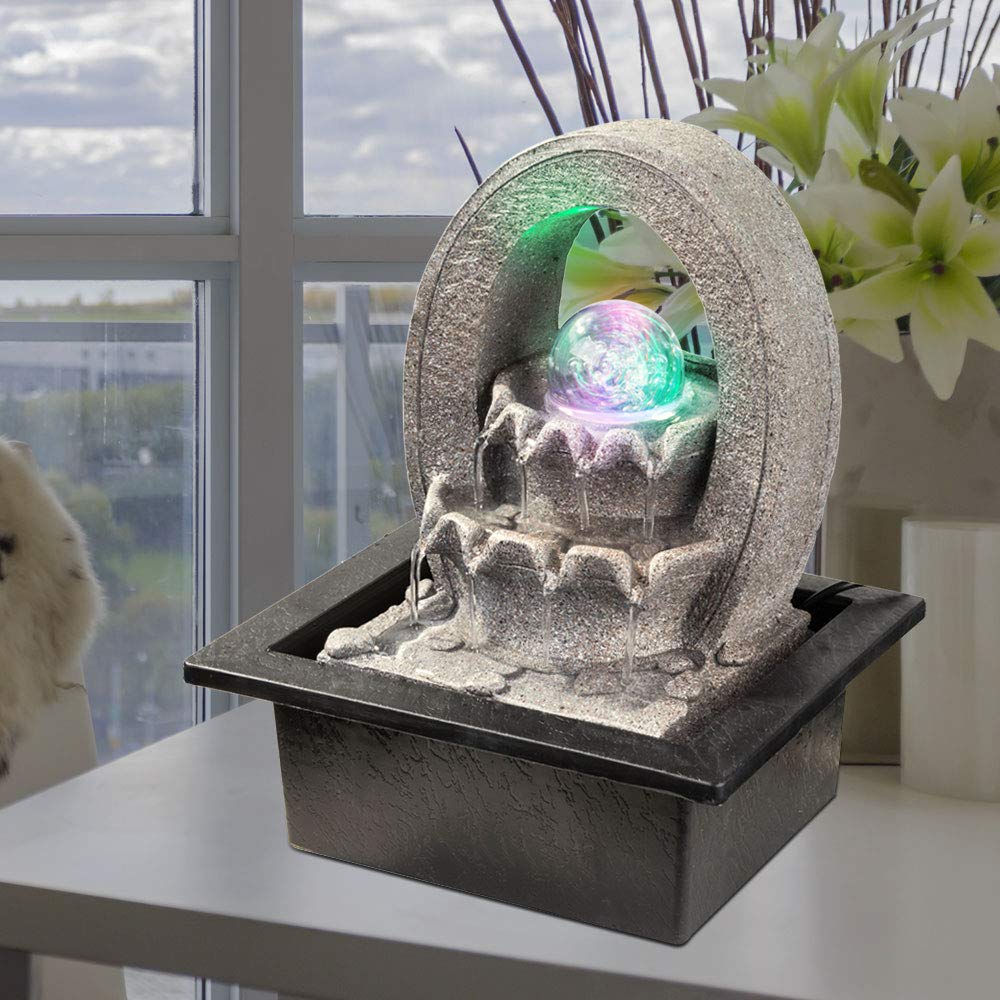 GLOBO RGB LED Zimmer Tisch Brunnen Farbwechsel Lampe Wohn Raum Dekoration grau 93020