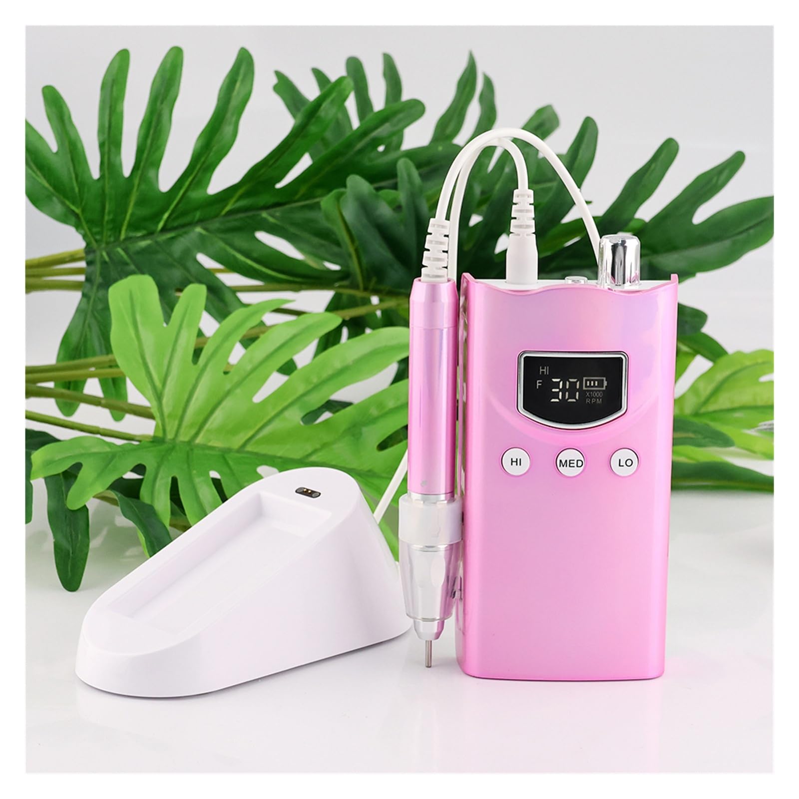 Trapano per unghie, Trapano for unghie elettrico senza fili da 85 W spazzole, 35.000 giri/min, ricaricabile, manicure intelligente(Pink)