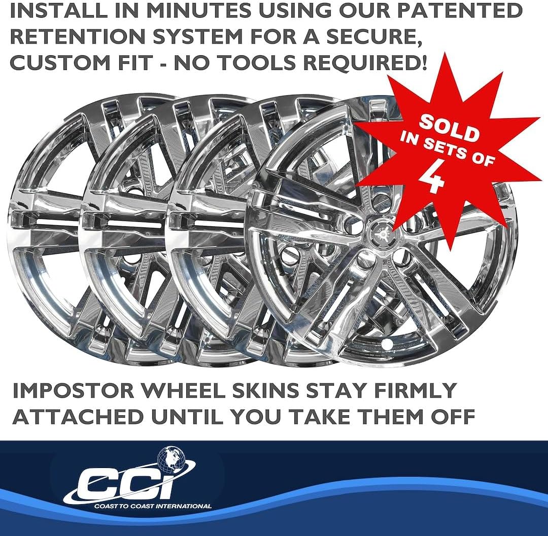 Coast to Coast 18" - 5 Spokes Snap-On Wheel Skins - IMP449X/BLK (Fits Ford Explorer [2020-2021], Chrome)