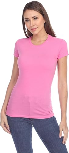 Miniatura 5 de Pimatee Camisas de manga corta para mujer, 100% algodón, 3 piezas, ajuste delgado, básico, cuello redondo, peso ligero, tela suave