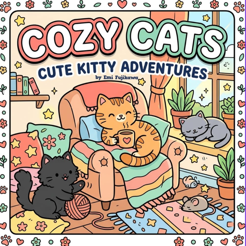 Cozy Cats: Fun and Relaxing Coloring Book for Kids and Teens