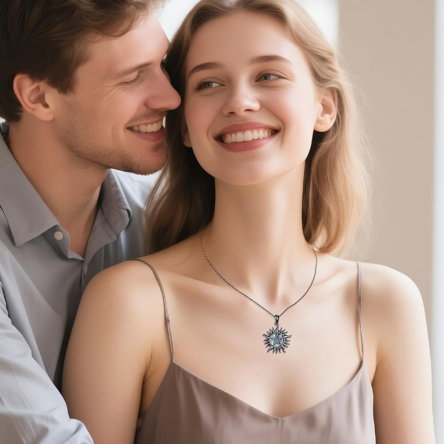 YAFEINI Supernatural Necklace S925 Sterling Silver Anti Possession Symbol Pendant Necklace Amulet Abalone Shell Jewelry Gifts for Women Men