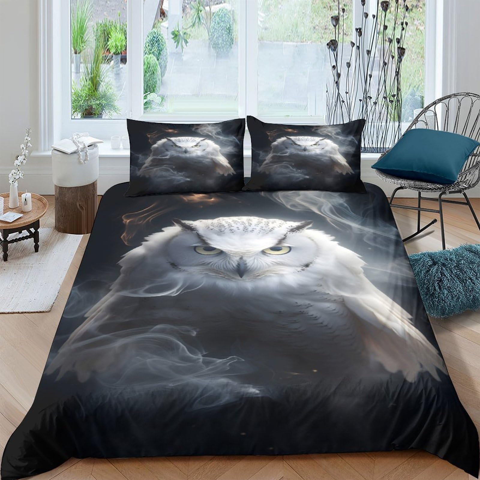 GPLZQXKJNH 3D Printed Wolf Night Sky Duvet Cover Set Microfiber Soft Breathable Moon Quilt Cover with 2 Pillowcases for Bedroom Decoration, Single（135x200cm）