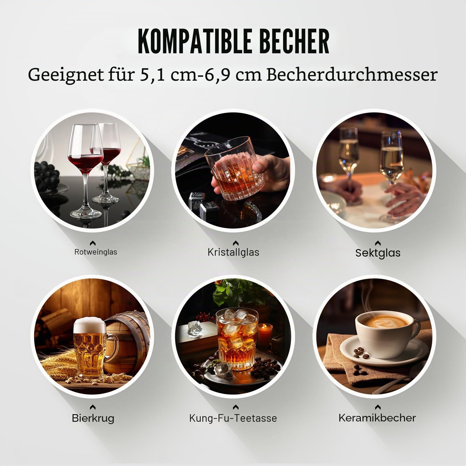VEVOR elektrischer Gläserspüler Glasreiniger mit 5 Bürsten für Bars, 1200 Tassen/h Weinglas-Reinigungsmaschine, Gläserspülmaschine für Sektgläser Bierkrüge Becher, perfekt für Bars Cafés