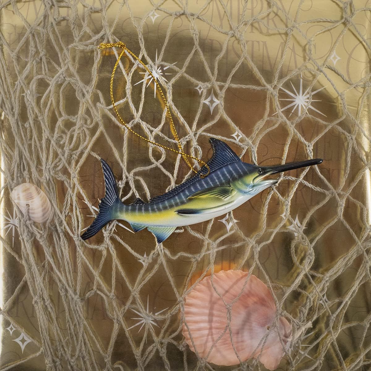 Treasure Gurus Hanging 5" Marlin Fish Xmas Gift Topper Coastal Swordfish Christmas Tree Ornament Nautical Holiday Decor - Image 3