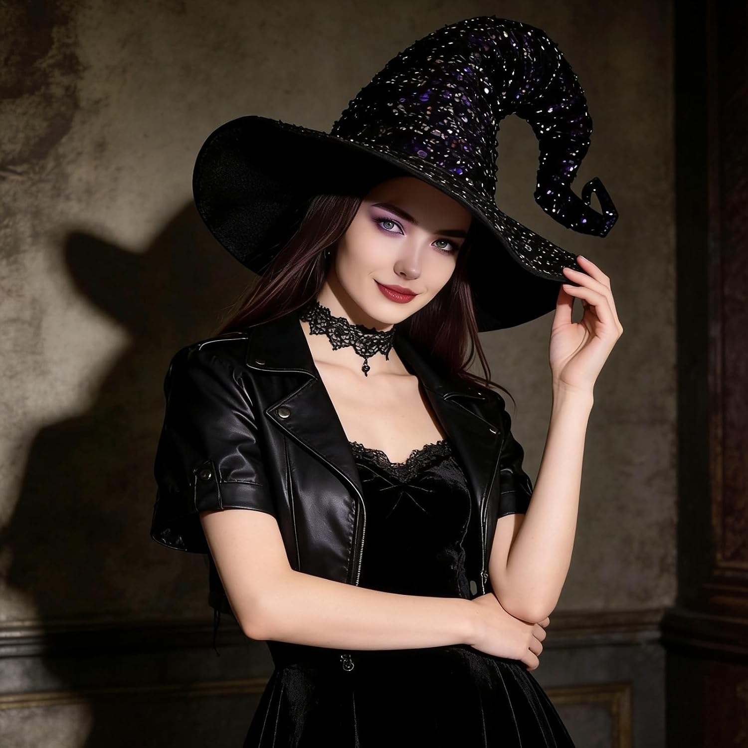 Sequin Women Wizard Hat, Halloween Party Costume Accessories