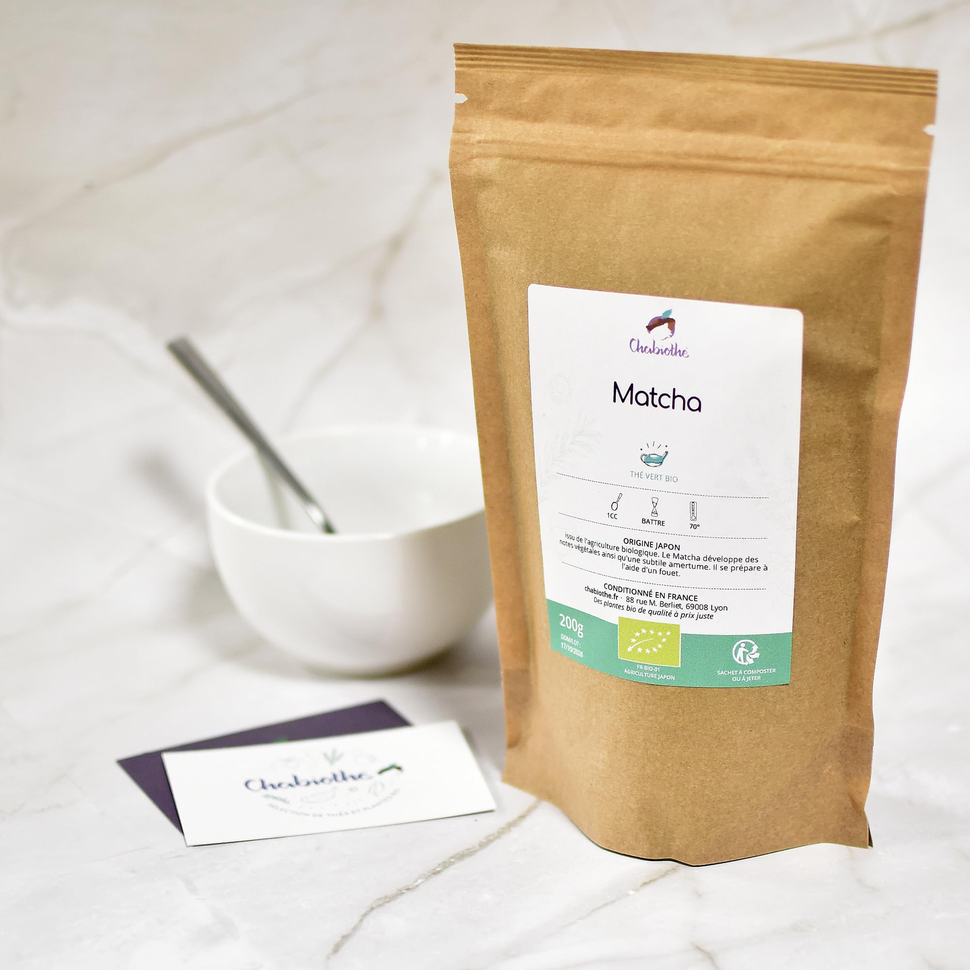 Té Verde Matcha en polvo 100% ORGÁNICO 200g - té verde en polvo matcha Origen Japón en paquete biodegradable - reutilizable Té Matcha en polvo