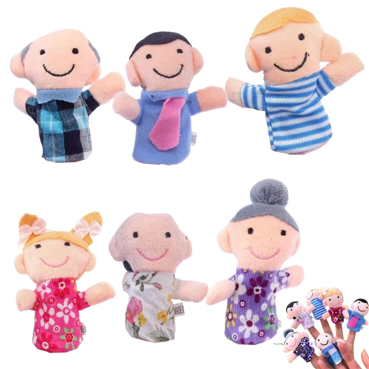 LiJuanWang 6 Pack Finger Puppets Soft Plush Animal Hand Puppet,Mini Plush Finger Puppets,Birthday Party Bag Fillers,for Storytelling Role Play Preschool Family Party Gift