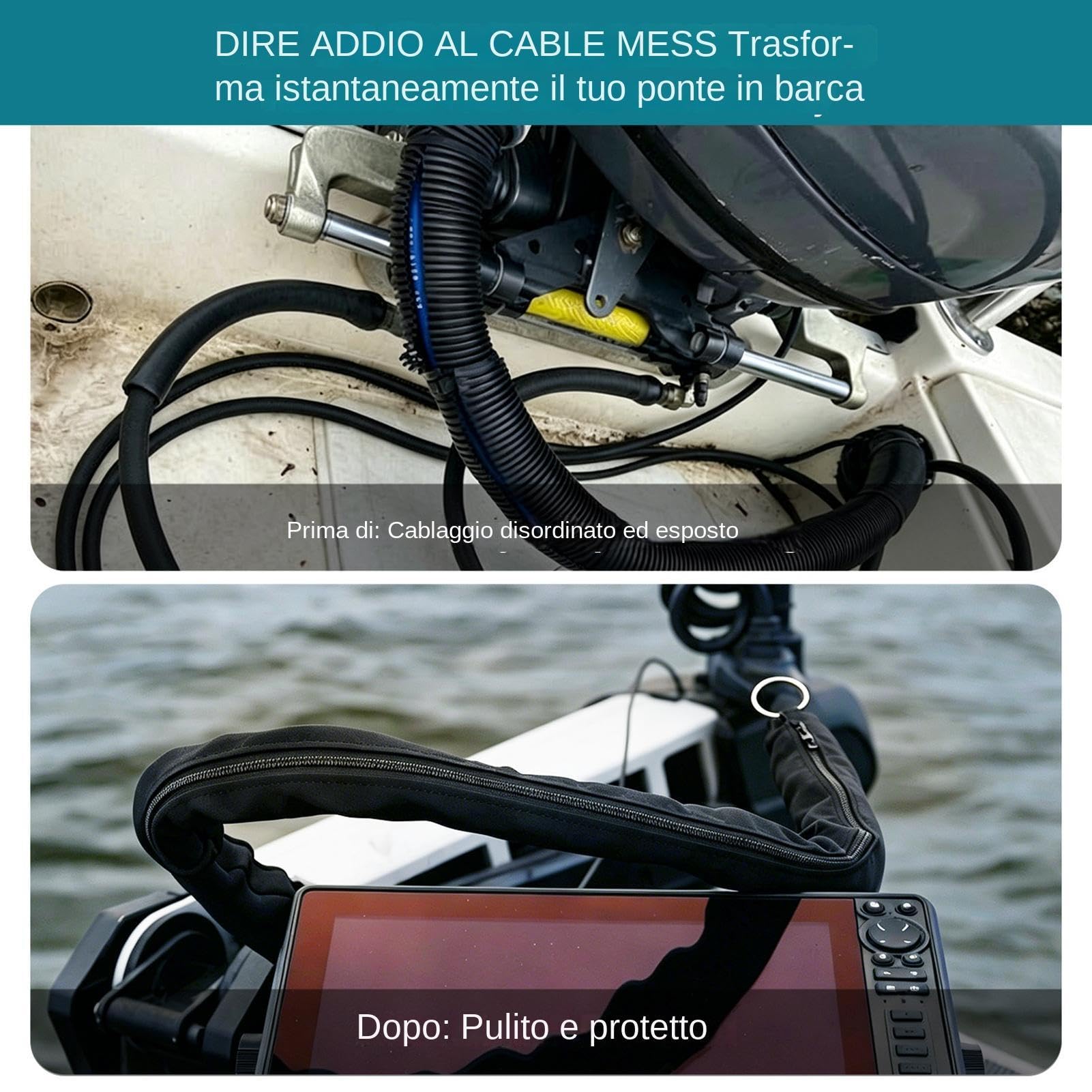 Manicotto Per Organizer Per Cavi Marini - Avvolgimento Di Protezione Per Cavi Fuoribordo, Rivestimento Flessibile Per Tubi Di Sartiame, Copertura Impermeabile Per La Gestione Del Cablaggio Della Barca