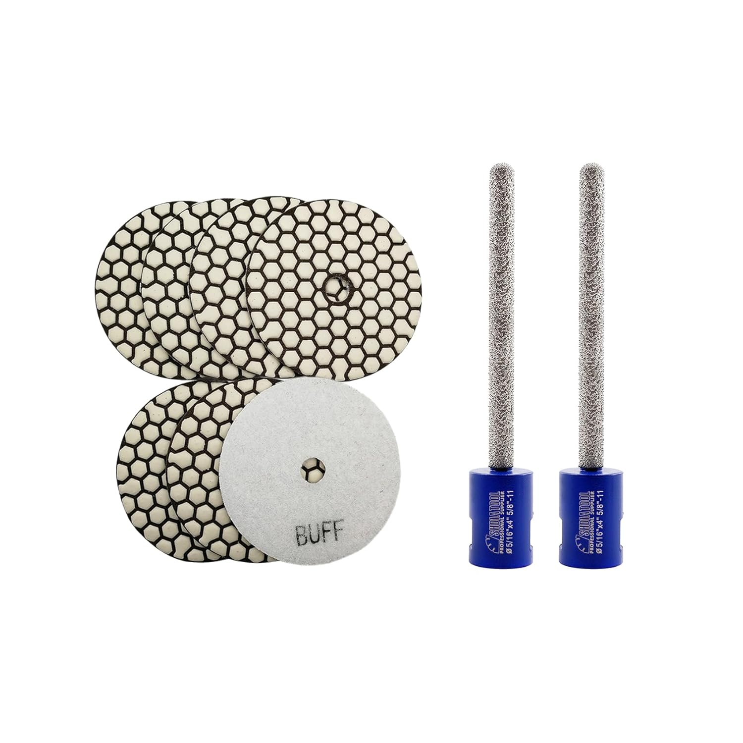 SHDIATOOL 7Pcs 4 Inch Dry Diamond Polishing Pads White Buff for Granite Marble Stone Countertops Grinding Disc Pads