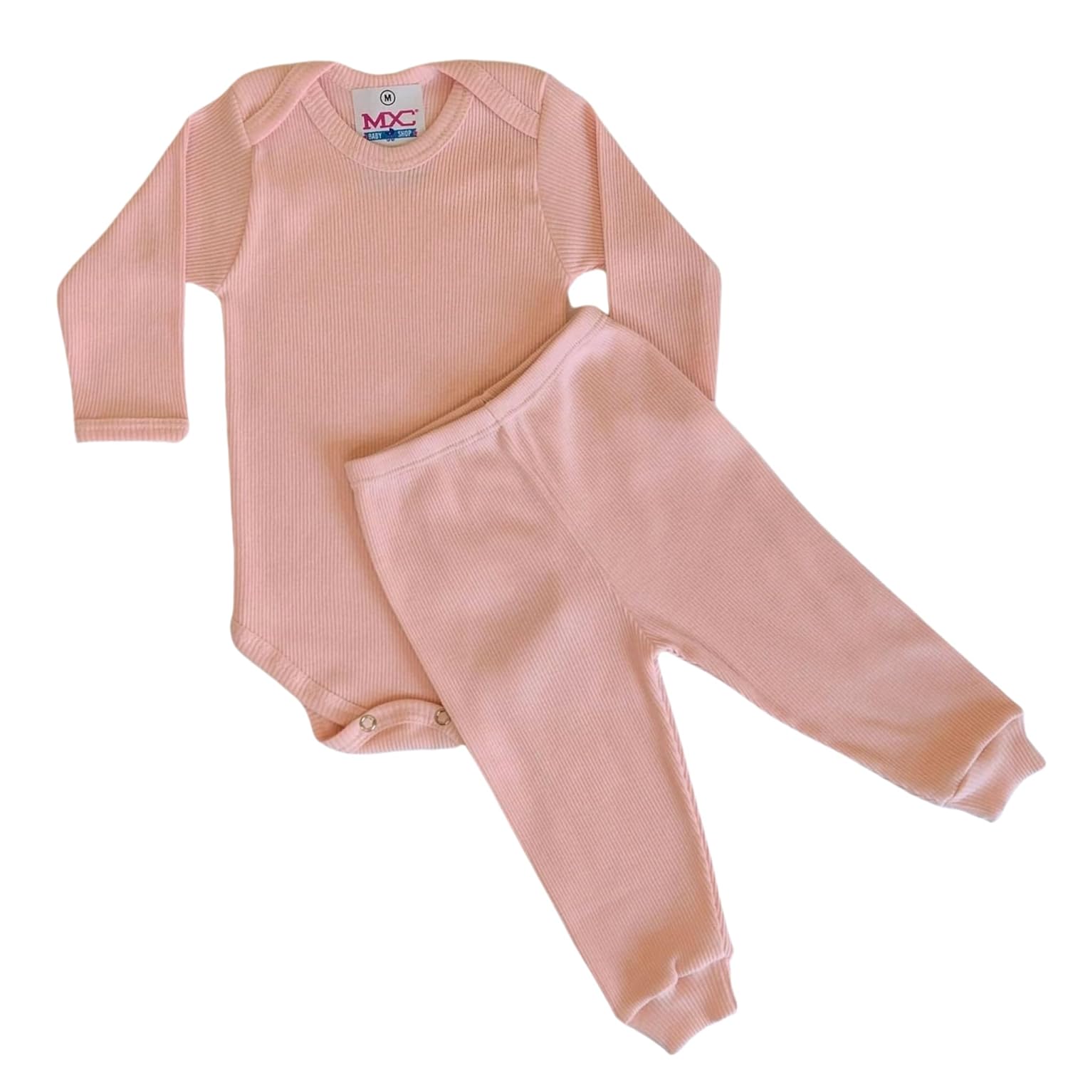 Kit Conjunto Body Calça Mijão Pagão Bebê Liso Menino Menina Manga Longa Antialérgico Malha Algodão Canelado MXC BRASIL