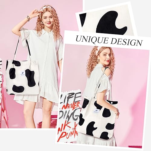 Vista 327 de Tote - Bolsa de hombro reutilizable de pana de gran capacidad con bolsillos interiores para mujeres y niñas Rayas