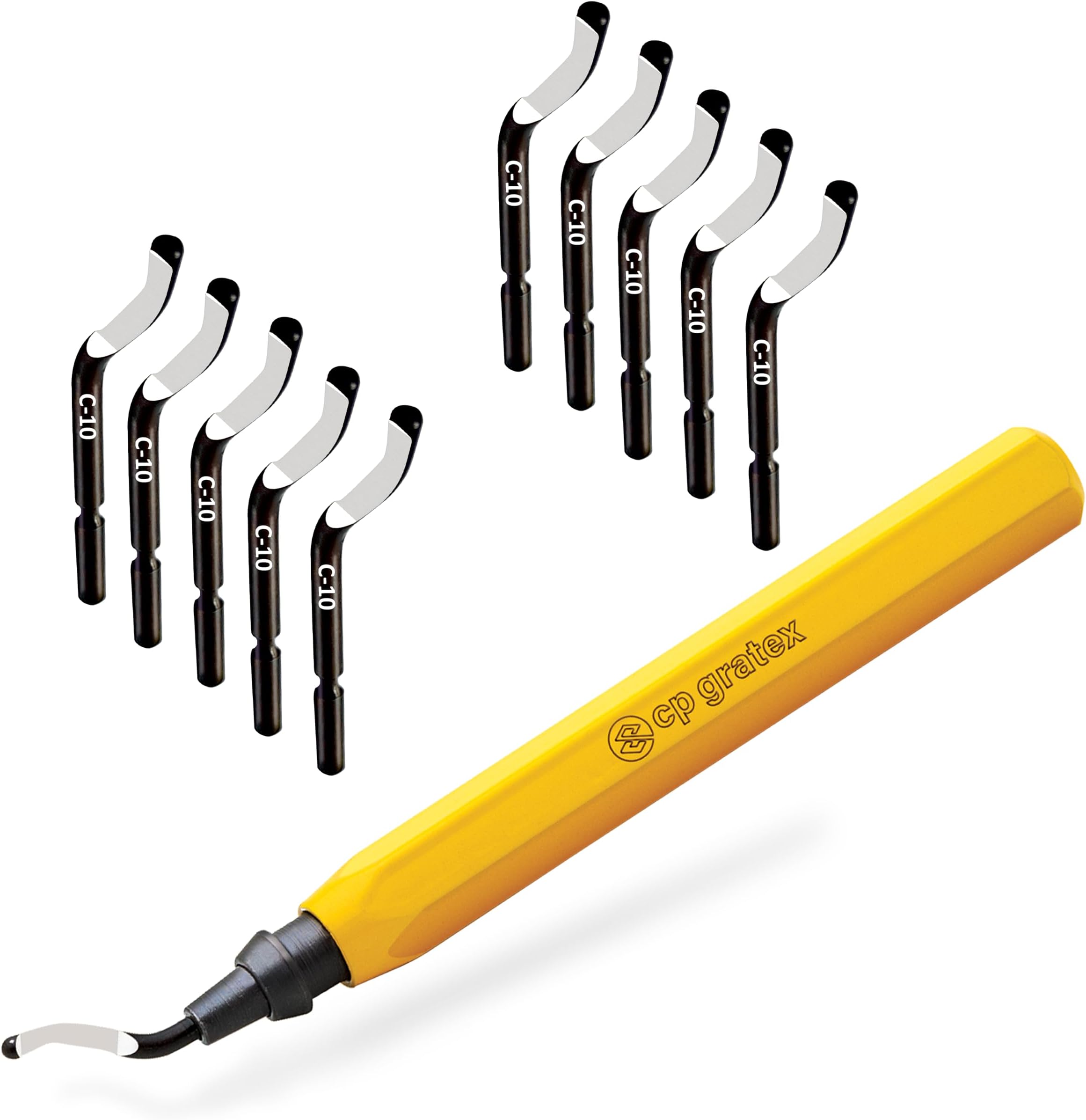 - Deburring Tool [Yellow] – 1/2” C- BuRR Set 1 w/Hex Handle, Ø 3.2mm C-10 Deburring Replacement Cutter Spare Blades, Holder for Replacing Deburring Cutter Blades