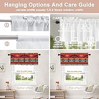 Vista 4 de Shrahala Ethnic Geometric Tribal Kitchen Valances Half Window Curtain, Native American Navajo Tribal Design Print Kitchen Valance for Window Ink